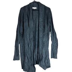 Ann Taylor LOFT Womens Sweater Charcaol Cardigan Camel Hair Blend Open Front L